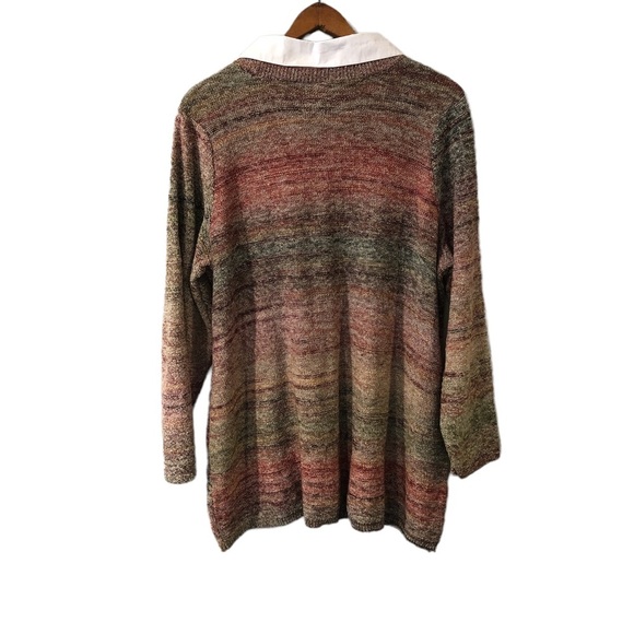 Catherines women’s multi color crew neck sweater with shirt cotton blend. - Picture 2 of 5